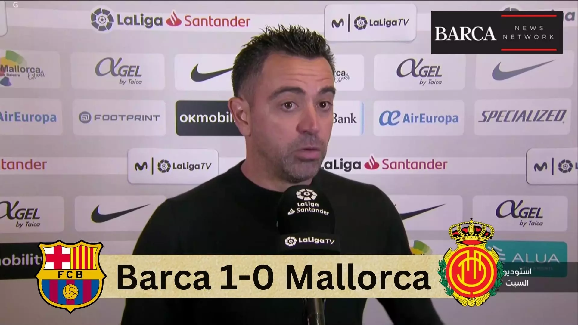 Xavi's reaction after Barca's 1-0 win against Mallorca