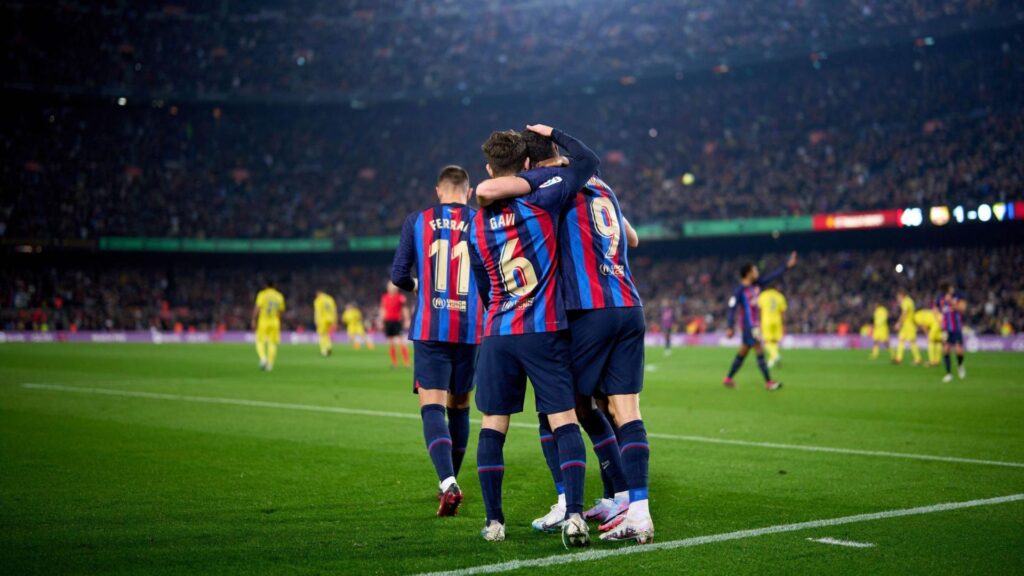 Barcelona players celebrating