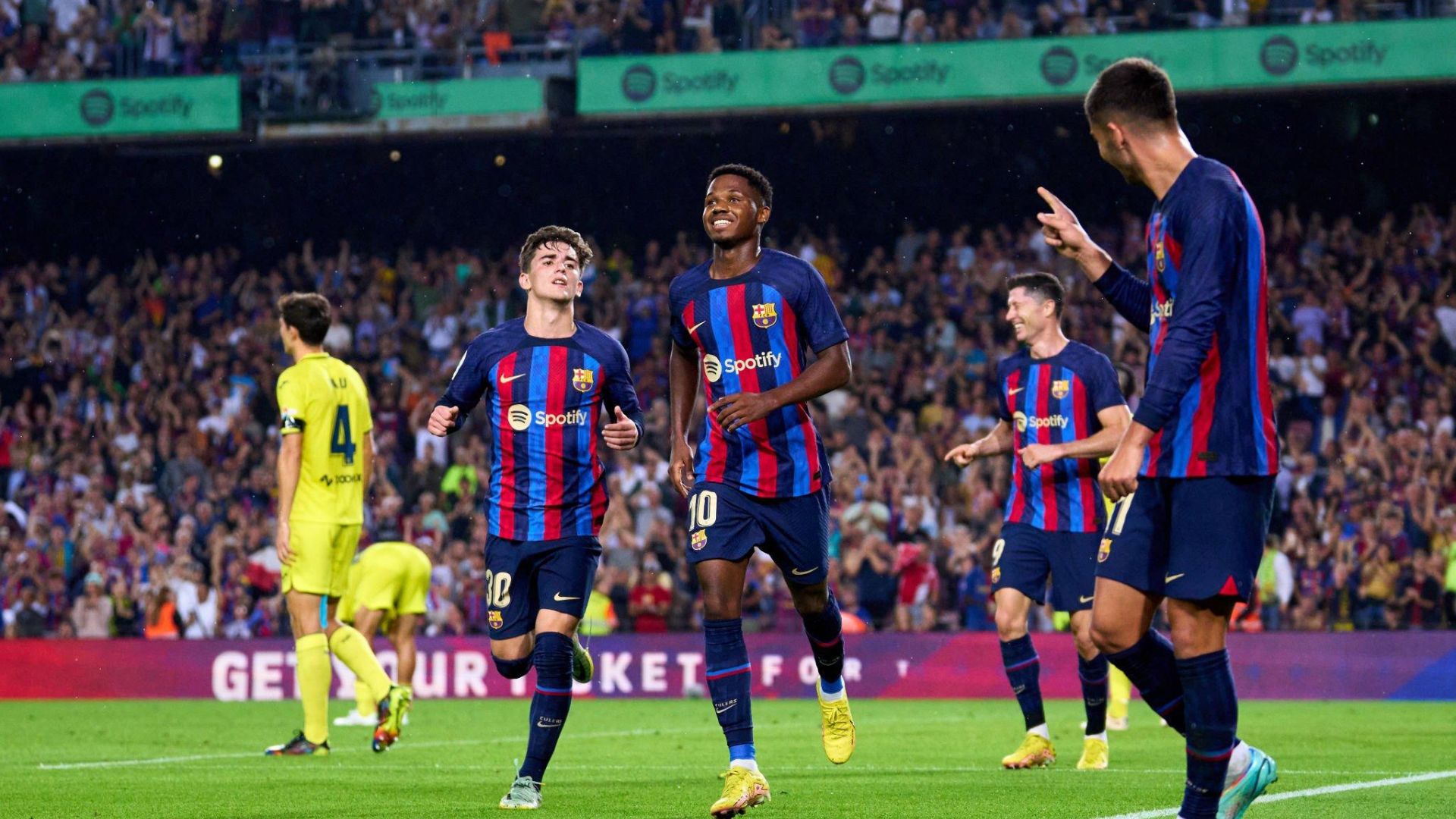 Barcelona players celebrating