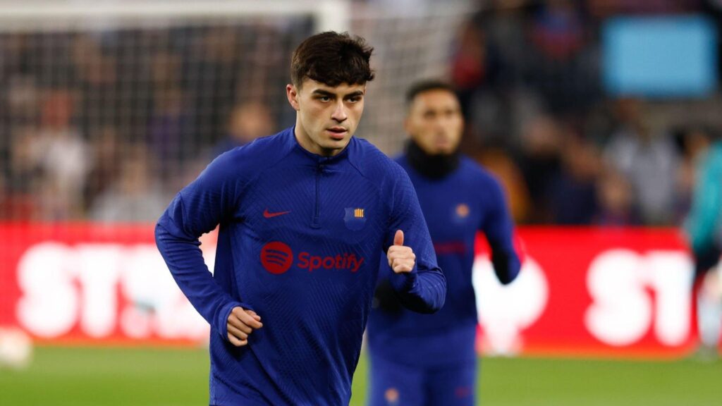 Barcelona midfielder Pedri during a training session