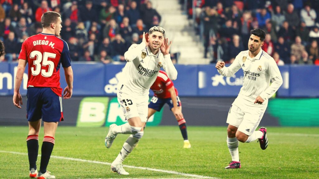 Real Madrid Players celebrating against Osasuna