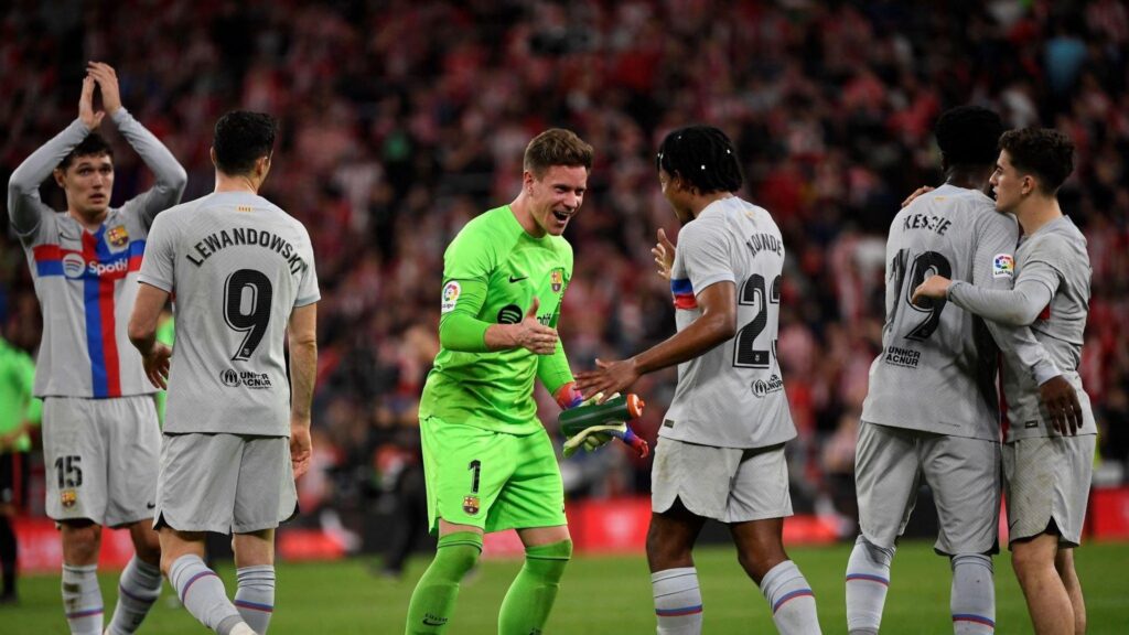 Barcelona players celebrating