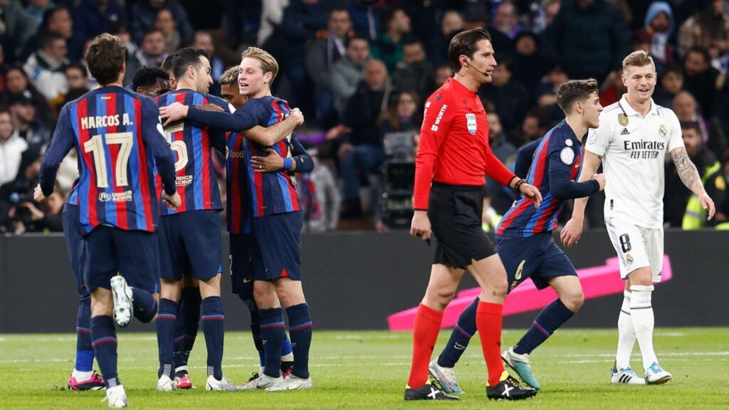 Barcelona players celebrating