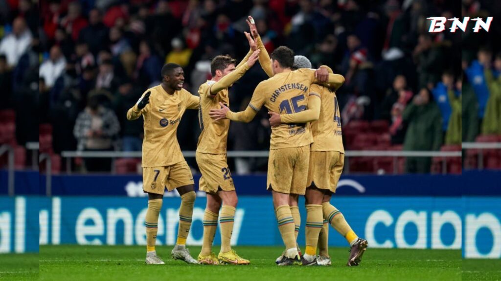 Barcelona players celebrating