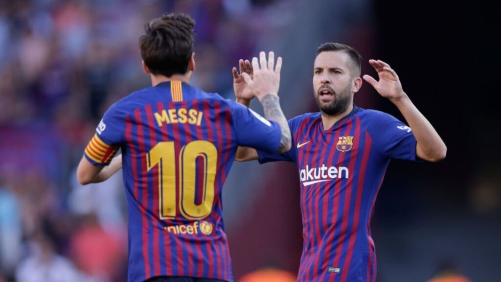 Barcelona legand Leo Messi with Jordi Alba