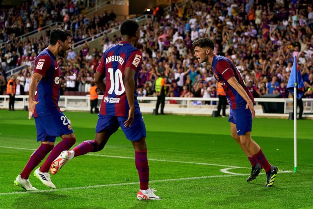 Barcelona players celebrating