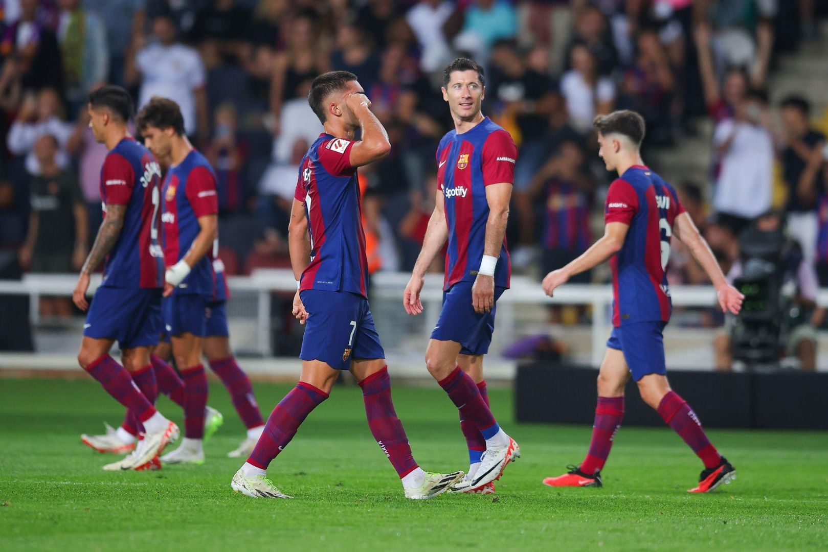 Barcelona players celebrating