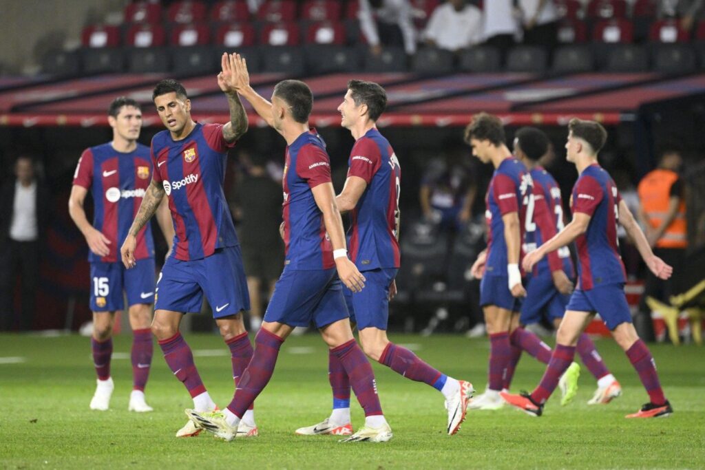 Barcelona players celebrating