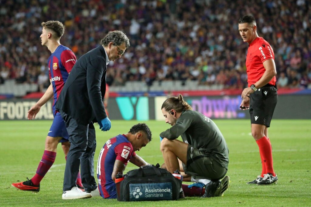 Barcelona winger Raphinha during the game against Sevilla