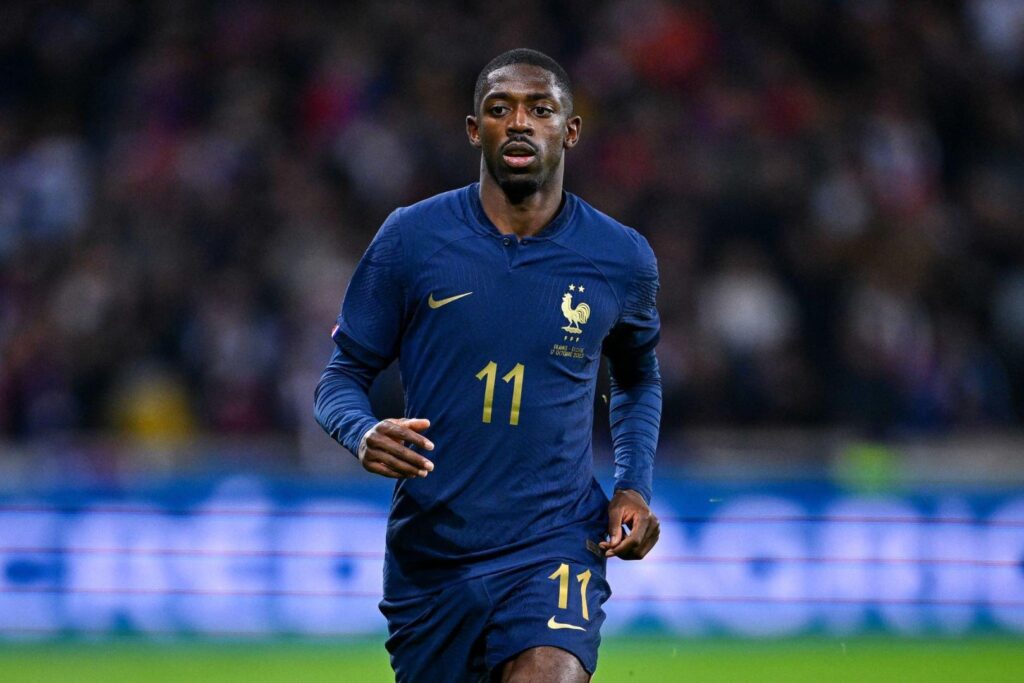 Ousmane DEMBELE ( Former FC Barcelona winger ) of France during the International soccer friendly match between France and Scotland at Stade Pierre-Mauroy on October 17, 2023 in Lille, France.