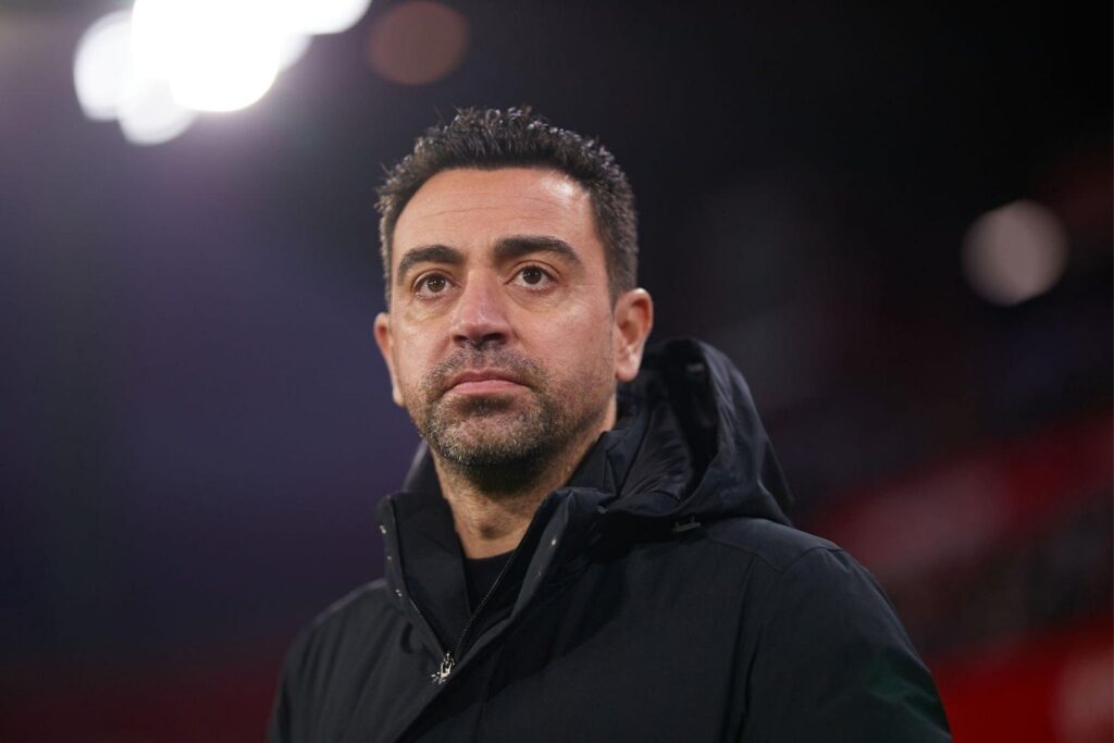 Xavi Hernandez, head coach of FC Barcelona looks on during the La Liga Santader match between Granada CF and FC Barcelona at Nuevo Estadio de Los Carmenes on January 8, 2022 in Granada, Spain.