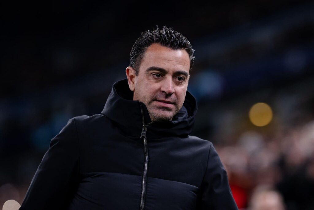 HAMBURG, GERMANY - NOVEMBER 07: Head coach Xavi Harnandez of Barcelona looks on prior to the UEFA Champions League match between FC Shakhtar Donetsk and FC Barcelona at Volksparkstadion on November 07, 2023 in Hamburg, Germany.