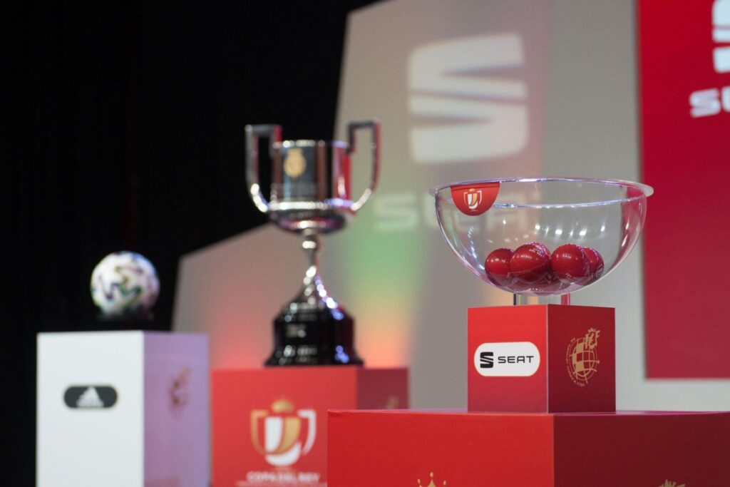 LAS ROZAS, SPAIN - JANUARY 31: Ilustration, balls for draw during the Draw 1/4 of Final of the Spanish Cup, Copa del Rey, celebrated at Ciudad del Futbol on January 31, 2020 in Las Rozas, Spain.