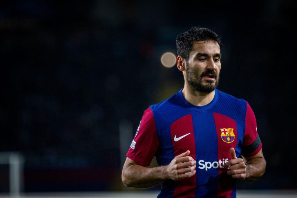 BARCELONA, SPAIN - NOVEMBER 28: Ilkay Gundogan of FC Barcelona looks on during the UEFA Champions League, Group H, football match played between FC Barcelona and FC Porto at Olympic de Montjuic stadium on November 28, 2023, in Barcelona, Spain.