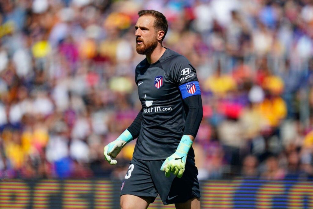 an Oblak of Atletico de Madrid during the La Liga match between FC Barcelona and Atletico de Madrid played at Spotify Camp Nou Stadium on April 23, 2023 in Barcelona, Spain.