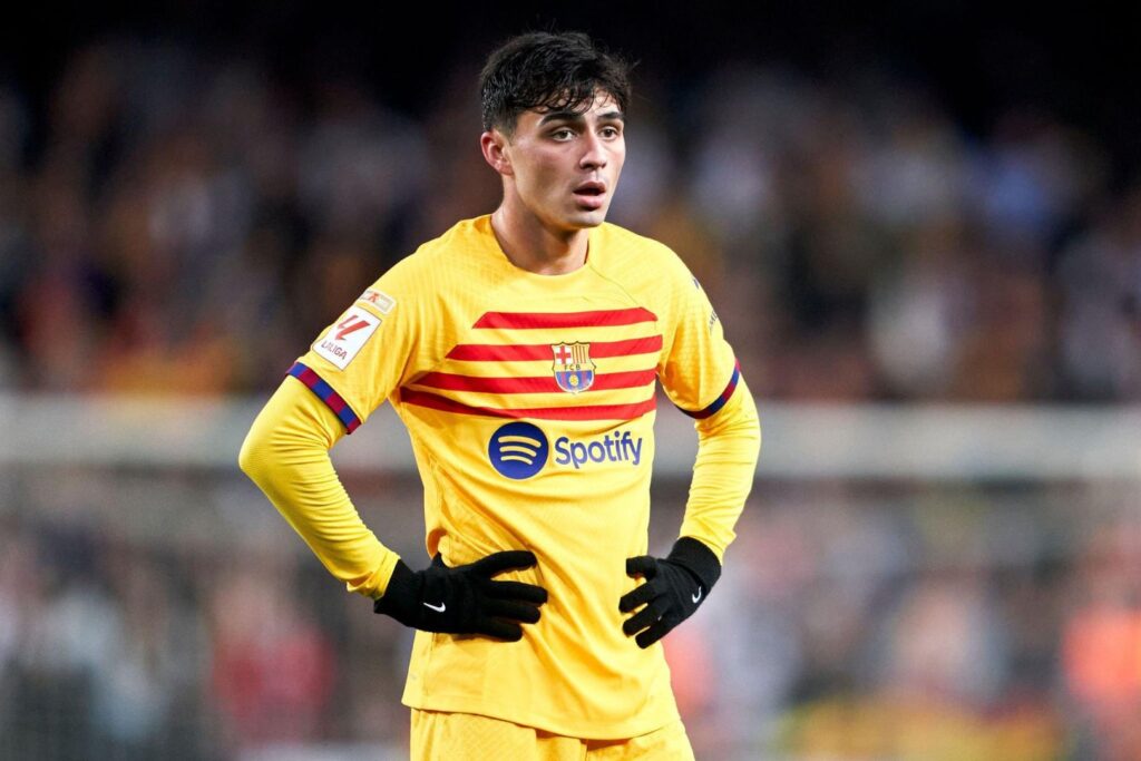 VALENCIA, SPAIN - DECEMBER 16: Pedro Gonzalez 'Pedri' of FC Barcelona looks on during the LaLiga EA Sports match between Valencia CF and FC Barcelona at Estadio Mestalla on December 16, 2023 in Valencia, Spain.