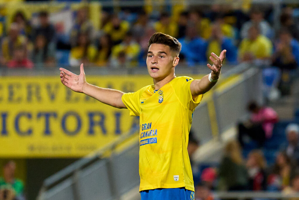 LAS PALMAS, SPAIN - JANUARY 04: Mika Marmol of UD Las Palmas r during the LaLiga EA Sports match between UD Las Palmas and FC Barcelona at Estadio Gran Canaria on January 04, 2024 in Las Palmas, Spain.