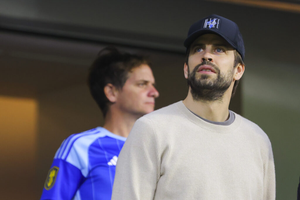 MEXICO CITY, MEXICO - FEBRUARY 24: Former football player Gerard Pique looks on during the 8th round match between America and Cruz Azul as part of Torneo Clausura 2024 Liga MX at Azteca Stadium on February 24, 2024 in Mexico City, Mexico.