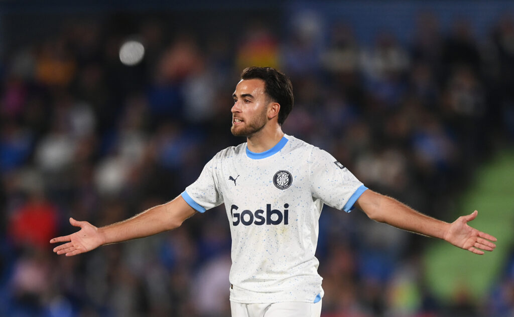 GETAFE, SPAIN - MARCH 16: Eric Garcia of Girona FC reacts during the LaLiga EA Sports match between Getafe CF and Girona FC at Coliseum Alfonso Perez on March 16, 2024 in Getafe, Spain.