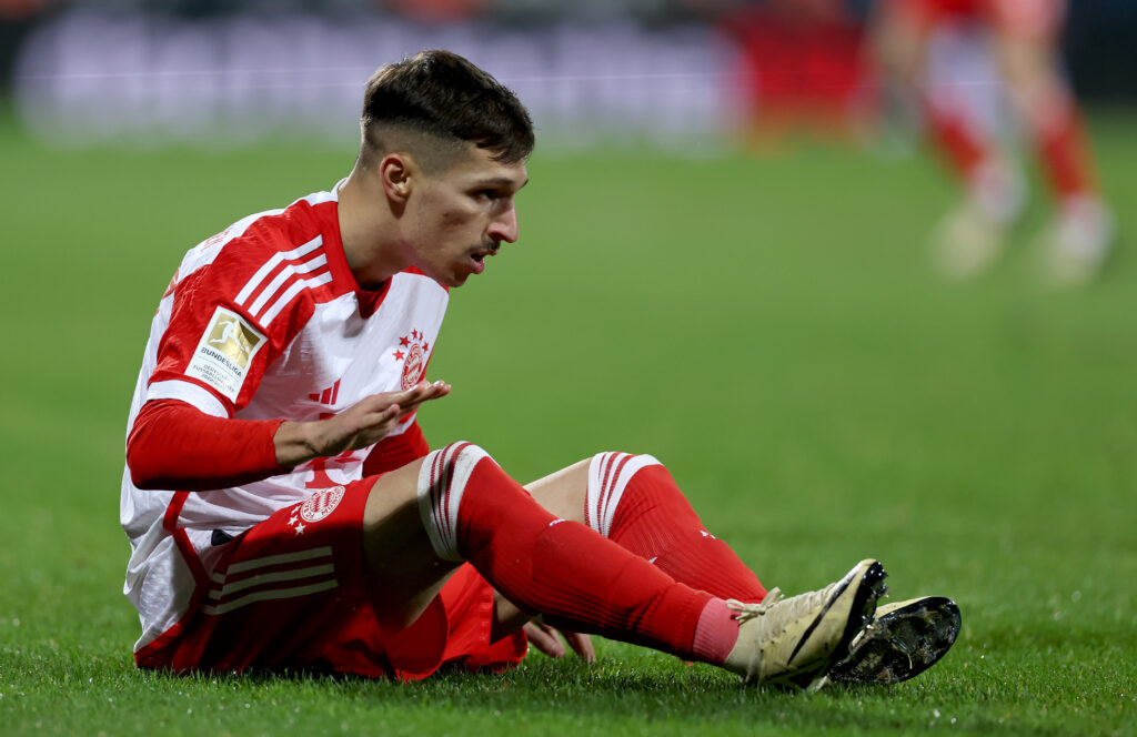 BOCHUM, GERMANY - FEBRUARY 18: Bryan Zaragoza of München reacts during the Bundesliga match between VfL Bochum 1848 and FC Bayern München at Vonovia Ruhrstadion on February 18, 2024 in Bochum, Germany.