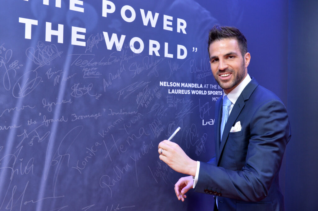 MONACO, MONACO - FEBRUARY 18: Cesc Fabregas at the Nelson Mandela wall during the 2019 Laureus World Sports Awards on February 18, 2019 in Monaco, Monaco.