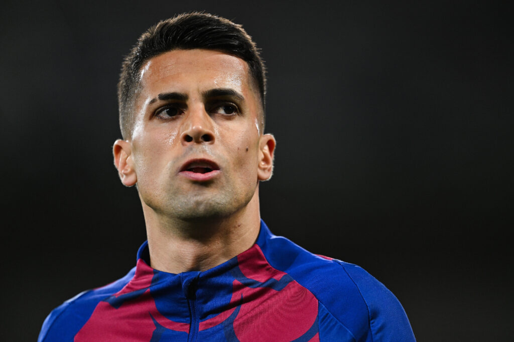 BARCELONA, SPAIN - MARCH 30: Joao Cancelo of FC Barcelona looks on prior to the LaLiga EA Sports match between FC Barcelona and UD Las Palmas at Estadi Olimpic Lluis Companys on March 30, 2024 in Barcelona, Spain.