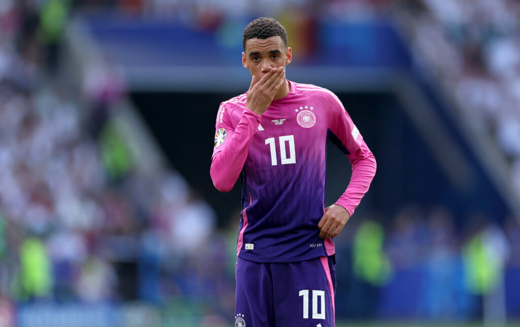 STUTTGART, GERMANY - JUNE 19: Jamal Musiala of Germany reacts during the UEFA EURO 2024 group stage match between Germany and Hungary at Stuttgart Arena on June 19, 2024 in Stuttgart, Germany.