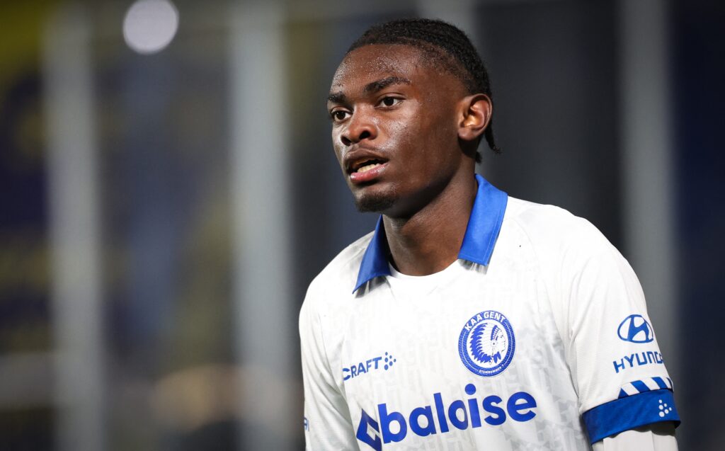 Gent's Jorthy Mokio pictured during a soccer match between Sint-Truidense VV and KAA Gent, Tuesday 23 April 2024 in Sint-Truiden, on day 5 (out of 10) of the Europe Play-offs of the 2023-2024 'Jupiler Pro League' first division of the Belgian championship.