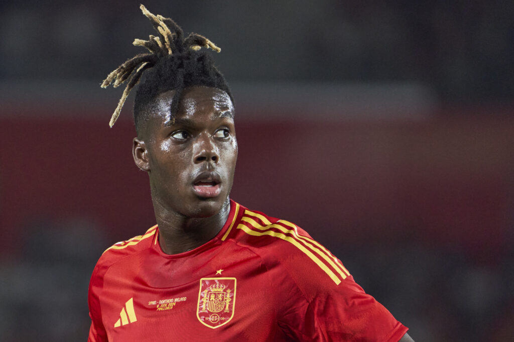 MALLORCA, SPAIN - JUNE 08: Nico Williams of Spain looks on during the international friendly match between Spain and Northern Ireland at Estadi de Son Moix on June 08, 2024 in Mallorca, Spain.