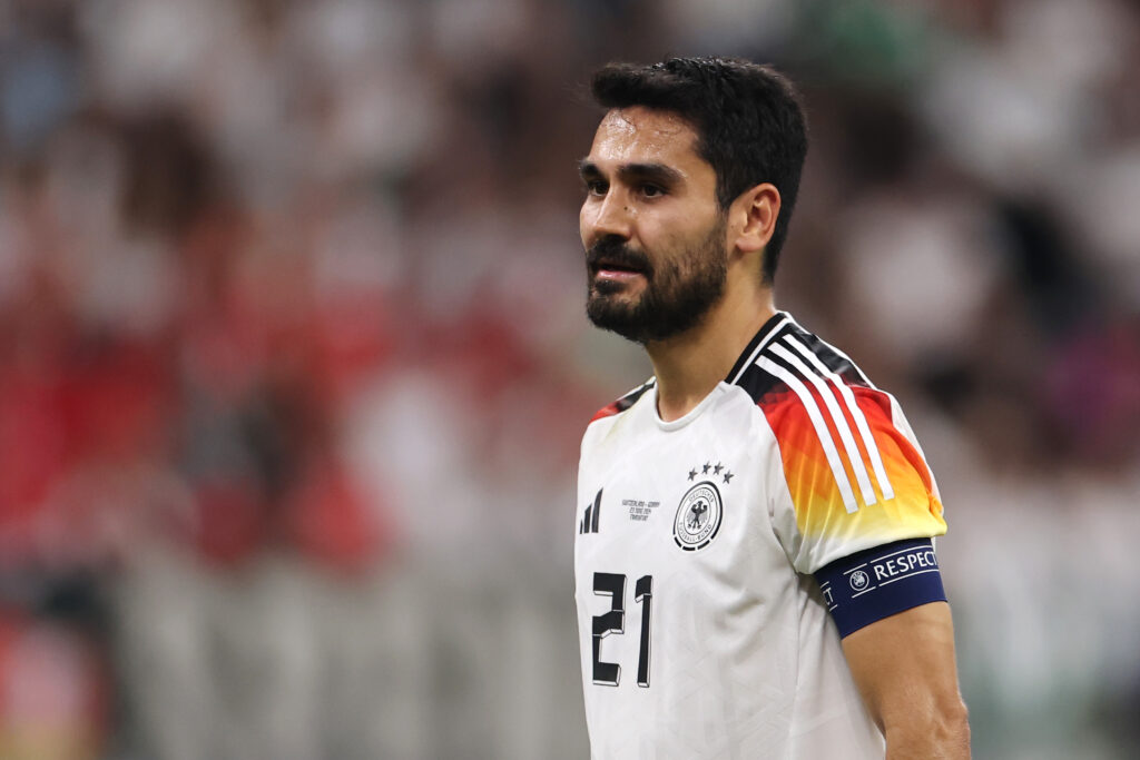 FRANKFURT AM MAIN, GERMANY - JUNE 23: Ilkay Guendogan of Germany reacts during the UEFA EURO 2024 group stage match between Switzerland and Germany at Frankfurt Arena on June 23, 2024 in Frankfurt am Main, Germany.