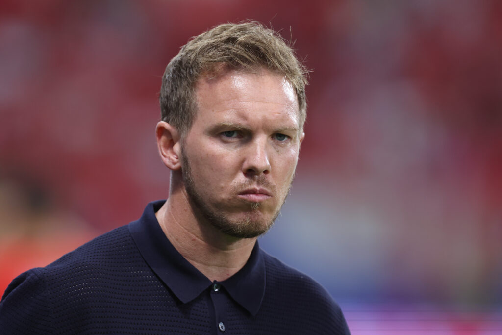 FRANKFURT AM MAIN, GERMANY - JUNE 23: Julian Nagelsmann, head coach of Germany looks on during the UEFA EURO 2024 group stage match between Switzerland and Germany at Frankfurt Arena on June 23, 2024 in Frankfurt am Main, Germany.