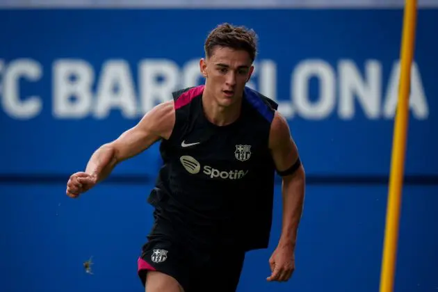 Barcelona midfielder Gavi during training at Ciutat Esportiva Joan Gamper.