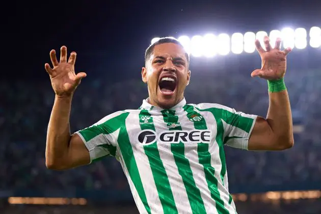 SEVILLE, SPAIN - SEPTEMBER 13: Vitor Roque of Real Betis celebrates after scoring the teams second goal during the LaLiga match between Real Betis Balompie and CD Leganes at Estadio Benito Villamarin on September 13, 2024 in Seville, Spain.