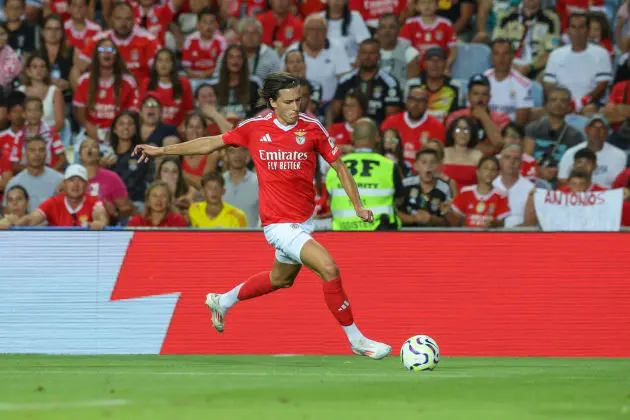 FARO, PORTUGAL - AUGUST 2: Alvaro Carreras of SL Benfica during the pre-season friendly match between Benfica and Fulham at Estadio Algarve on August 2, 2024 in Faro, Portugal.