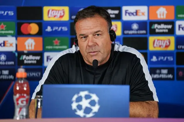 Young Boys' Swiss coach Patrick Rahmen gives a press conference on the eve of the UEFA Champions League between FC Barcelona and Young Boys at the Estadi Olimpic Lluis Companys in Barcelona on September 30, 2024.