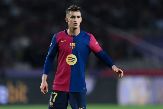 BARCELONA, SPAIN - SEPTEMBER 25: Marc Casado of FC Barcelona looks on during the LaLiga match between FC Barcelona and Getafe CF at Estadi Olimpic Lluis Companys on September 25, 2024 in Barcelona, Spain.