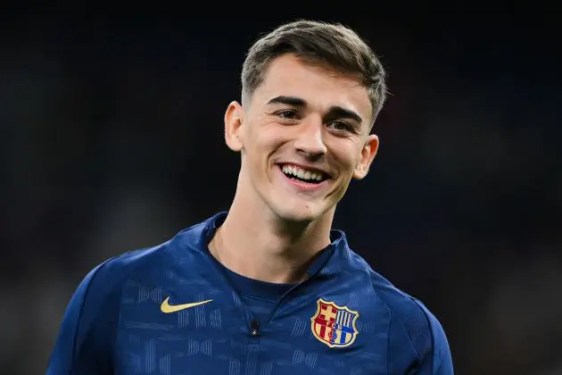 MADRID, SPAIN - OCTOBER 26: Gavi of FC Barcelona looks on prior the LaLiga match between Real Madrid CF and FC Barcelona at Estadio Santiago Bernabeu on October 26, 2024 in Madrid, Spain.