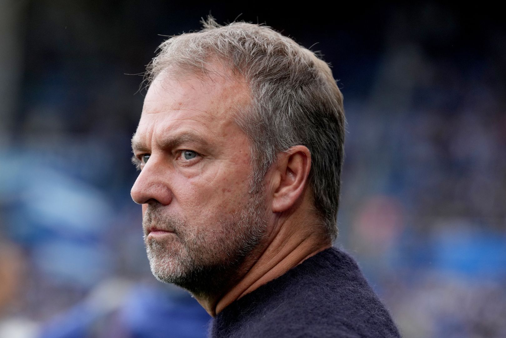 VITORIA-GASTEIZ, SPAIN - OCTOBER 06: Hansi Flick, Head Coach of FC Barcelona, looks on during the LaLiga match between Deportivo Alaves and FC Barcelona at Estadio de Mendizorroza on October 06, 2024 in Vitoria-Gasteiz, Spain.