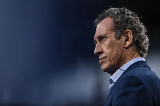 MADRID, SPAIN - MAY 04: Former Real Madrid player and coach Jorge Valdano looks on during the UEFA Champions League Semi Final Leg Two match between Real Madrid and Manchester City at Estadio Santiago Bernabeu on May 04, 2022 in Madrid, Spain.