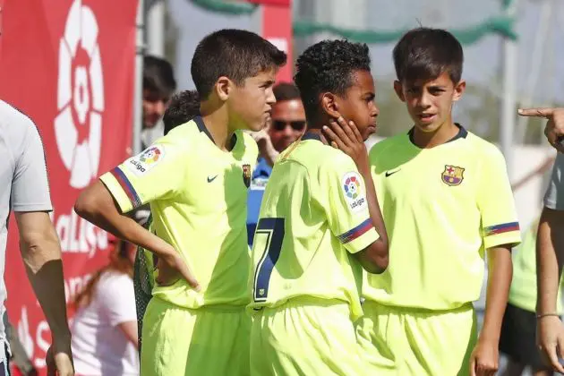 Barcelona wonderkids Pau Cubarsí, Lamine Yamal, and Marc Bernal during their La Masia days.