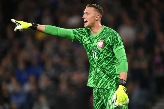 GLASGOW, SCOTLAND - SEPTEMBER 05: Poland goalkeeper Marcin Bulka in action during the UEFA Nations League 2024/25 League A Group A1 match between Scotland and Poland at on September 05, 2024 in Glasgow, Scotland.