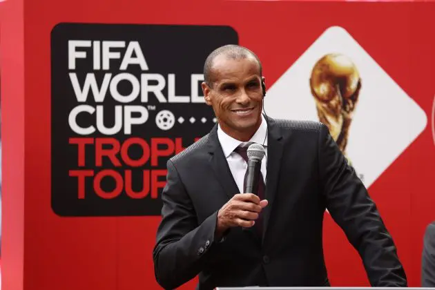 SYDNEY, AUSTRALIA - AUGUST 29: Rivaldo speaks during the FIFA World Cup Trophy Tour by Coca-Cola at Allianz Stadium on August 29, 2022 in Sydney, Australia.