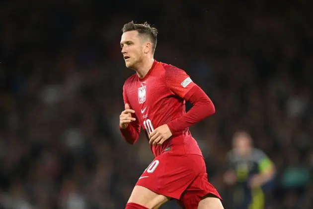 GLASGOW, SCOTLAND - SEPTEMBER 05: Piotr Zielinski of Poland in action during the UEFA Nations League 2024/25 League A Group A1 match between Scotland and Poland at on September 05, 2024 in Glasgow, Scotland.