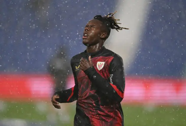 LEGANES, SPAIN - SEPTEMBER 19: Nico Williams of Athletic Club warms up prior to the LaLiga match between CD Leganes and Athletic Club at Estadio Municipal de Butarque on September 19, 2024 in Leganes, Spain.