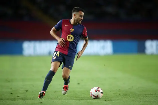 BARCELONA, SPAIN - SEPTEMBER 25: Eric Garcia of FC Barcelona runs with the ball during the LaLiga match between FC Barcelona and Getafe CF at Estadi Olimpic Lluis Companys on September 25, 2024 in Barcelona, Spain.