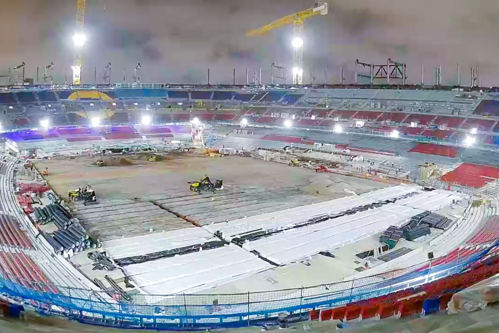 Work to lay the new turf at Camp Nou, the home ground of FC Barcelona, is underway!