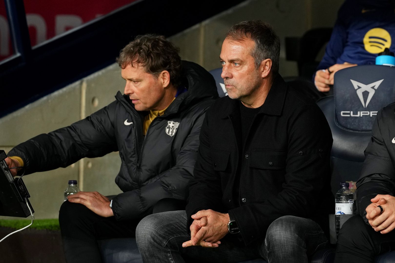 BARCELONA, SPAIN - FEBRUARY 25: Hansi Flick, Head Coach of FC Barcelona, looks on during the Copa del Rey Semi Final match between FC Barcelona and Atletico de Madrid at Estadi Olimpic Lluis Companys on February 25, 2025 in Barcelona, Spain.
