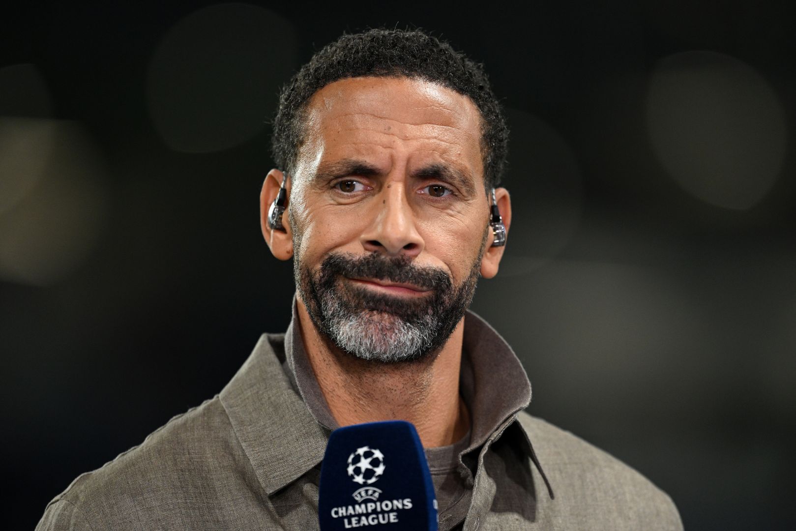 BERGAMO, ITALY - SEPTEMBER 19: Rio Ferdinand during the UEFA Champions League 2024/25 League Phase MD1 match between Atalanta BC and Arsenal FC at Stadio di Bergamo on September 19, 2024 in Bergamo, Italy.