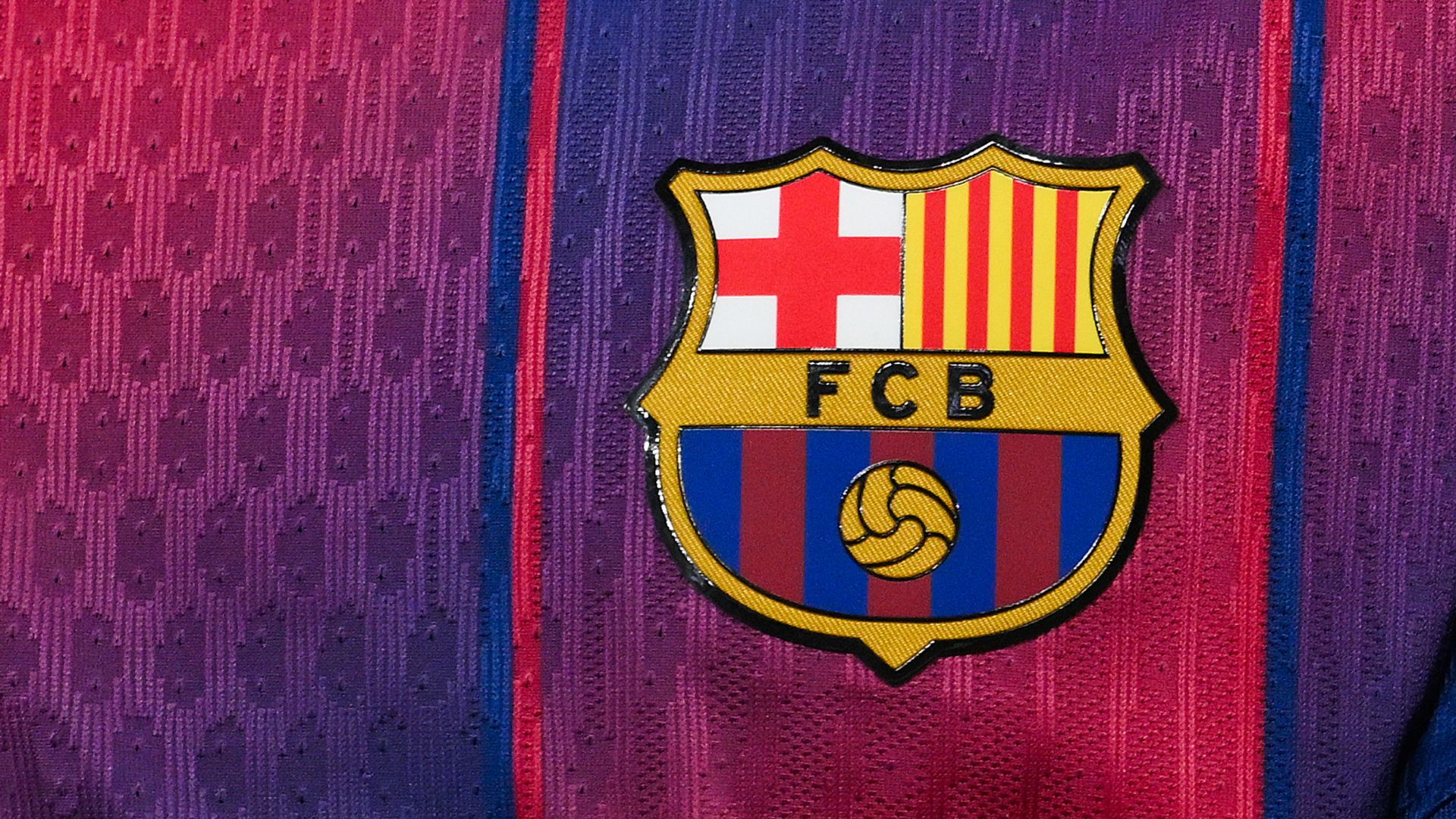 A detail of a FC Barcelona badge during the LaLiga EA Sports match between FC Barcelona and Deportivo Alaves at Spotify Camp Nou on November 29, 2025 in Barcelona, Spain.