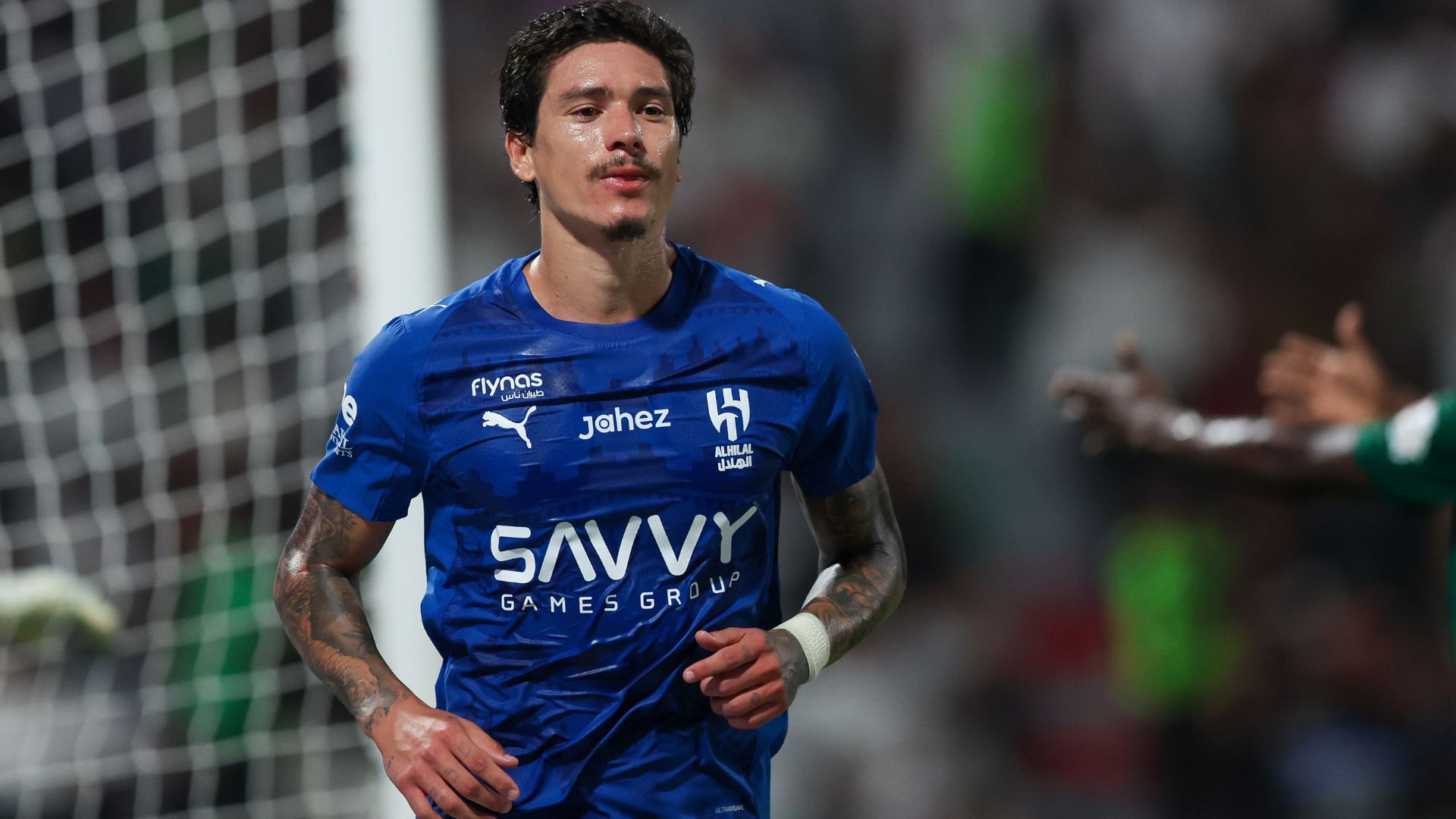 Darwin Nunez of Al Hilal celebrates after scoring the his team's fifth goal during the Saudi Pro League match between Al Ettifaq and Al Hilal at Ego Stadium on October 18, 2025 in Dammam, Saudi Arabia.